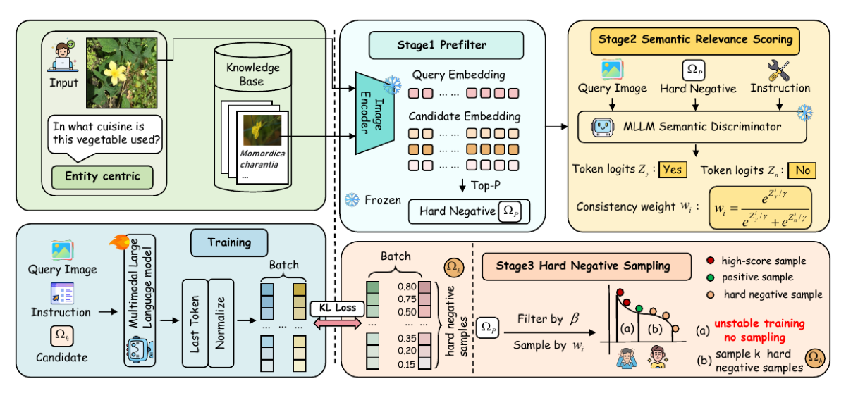 Overview of the KBMR framework with hard negative sampling and continuous semantic distillation